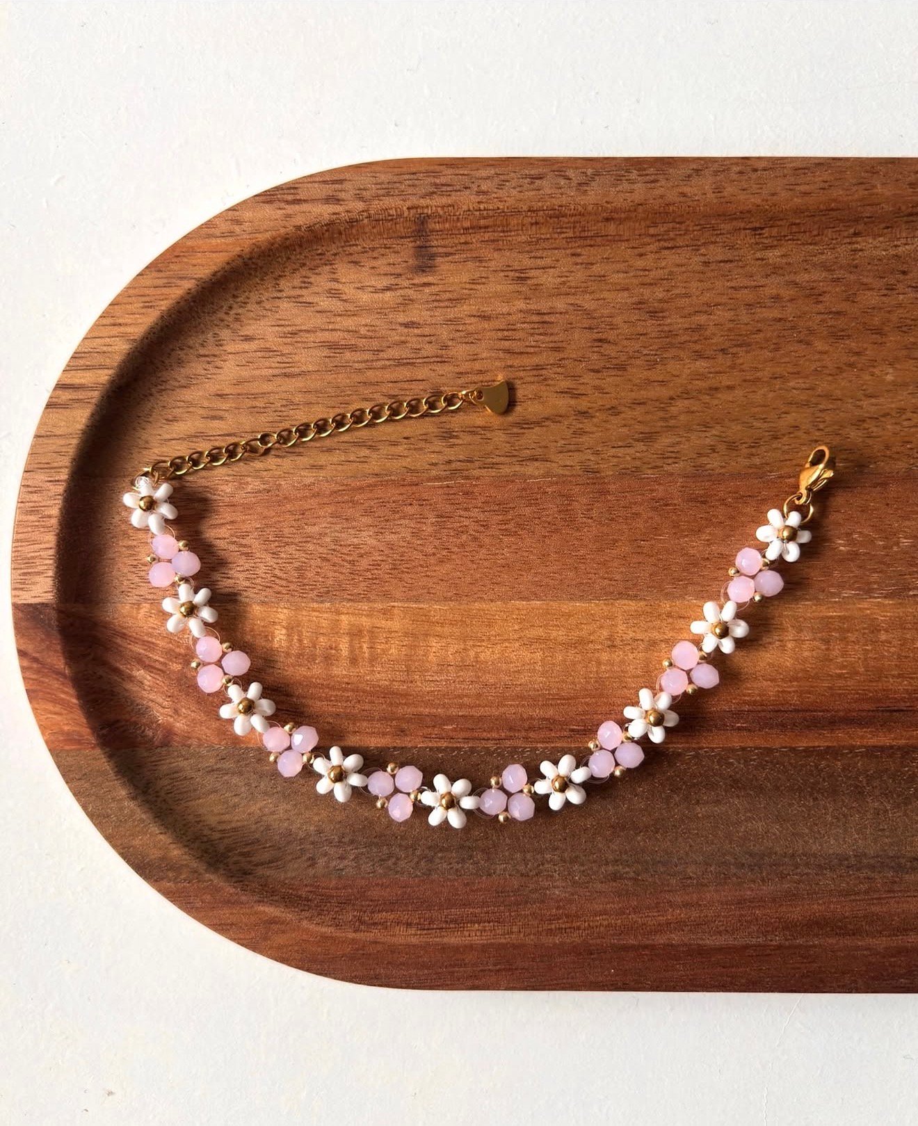 Ručno izrađena cvjetna narukvica Bloomlet Porcelain Rose